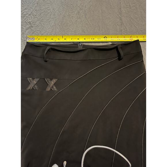 Rosado Black Long Maxi Skirt Size 46 Elegant Satin Trim Formal Wear - Picture 4 of 5